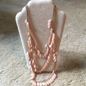 Multi-strand 3-tier light pink necklace